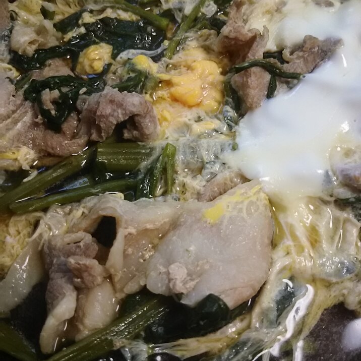 豚肉と空芯菜の卵とじ(^^)